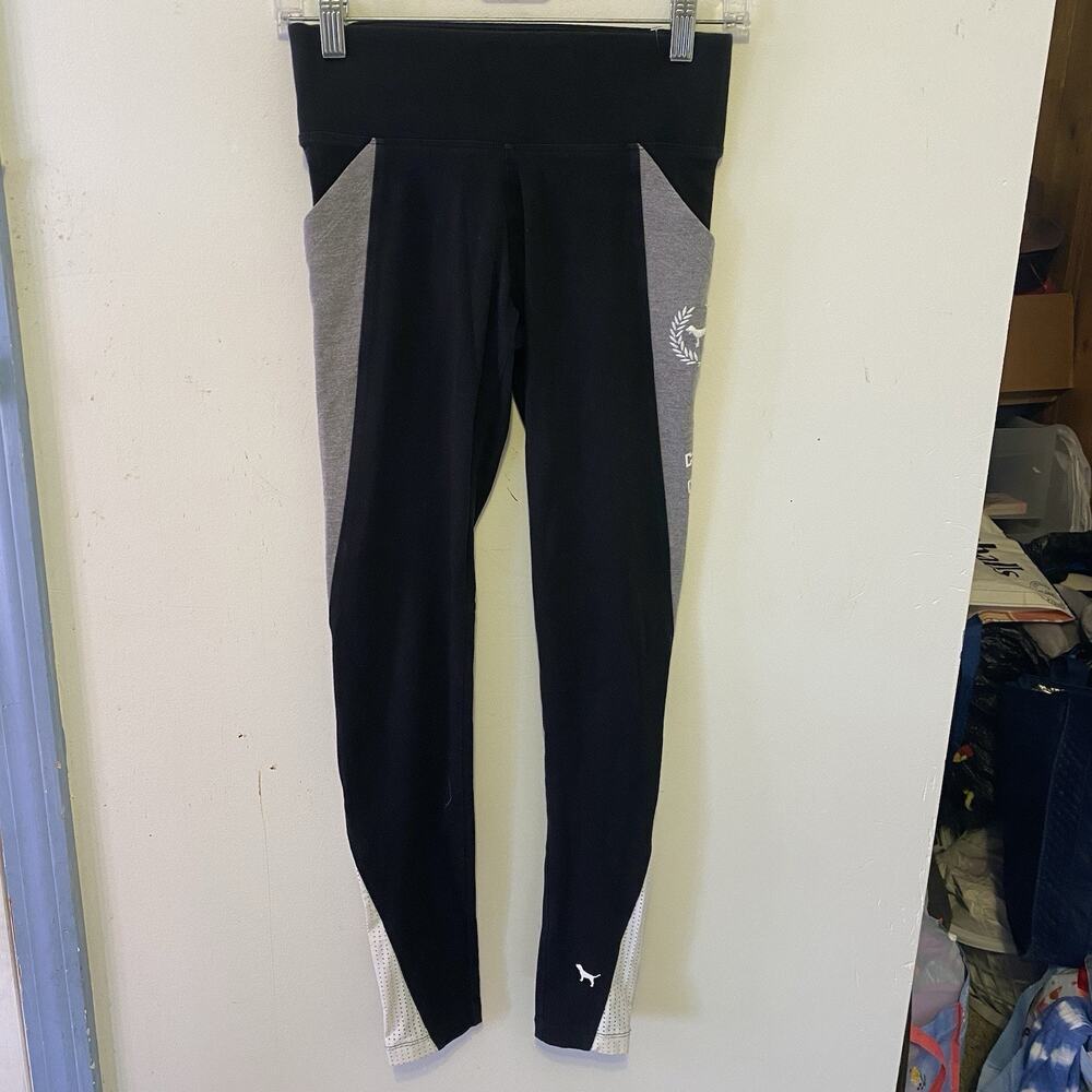 Victoria’s Secret PINK Y2K Yoga Pants Black Gray Mesh XS Logo Lounge Athleisure - Picture 2 of 9